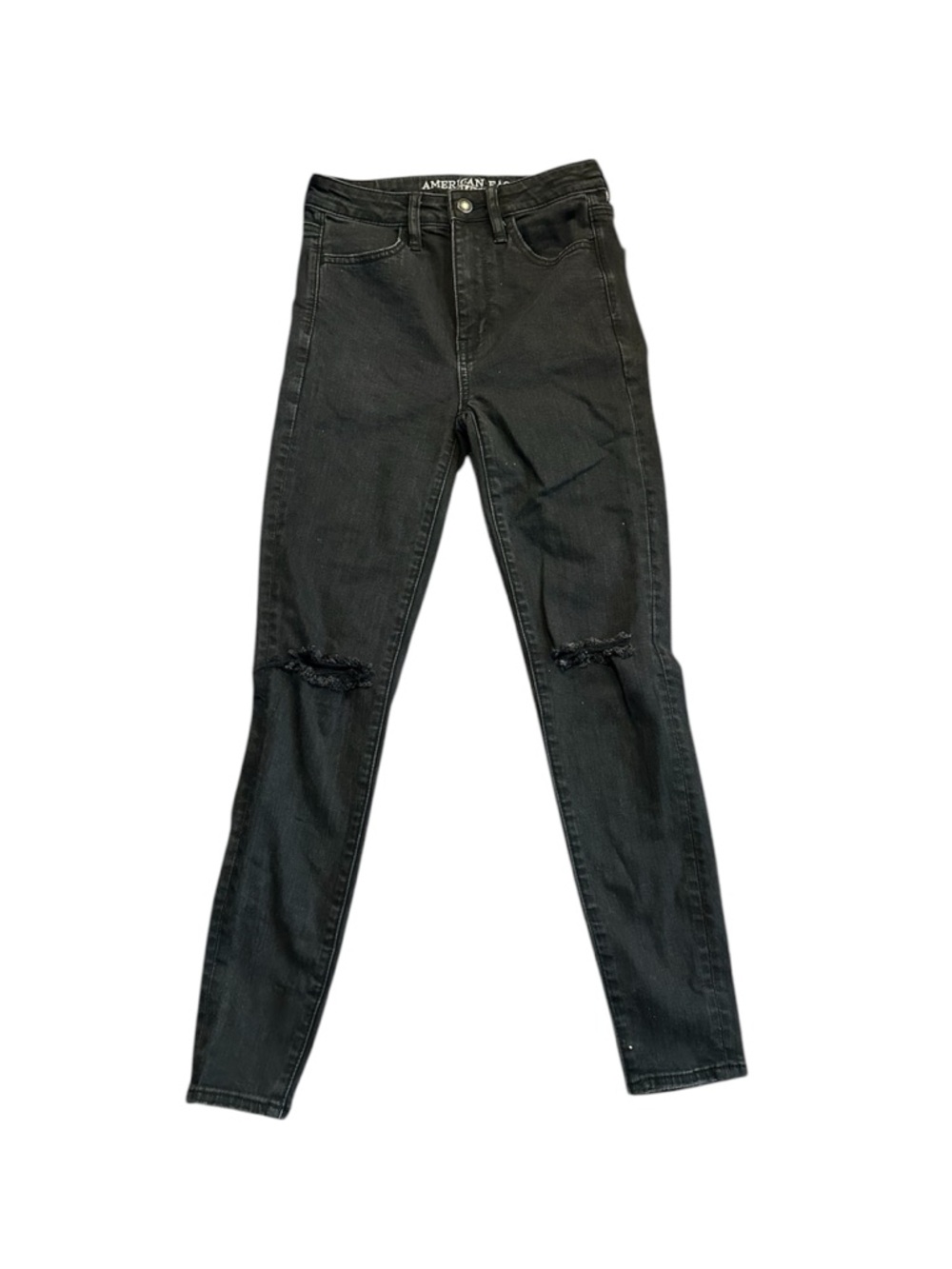 American Eagle Outfitters Black hi- rise jeggings knee distress. Size 2 Short.
